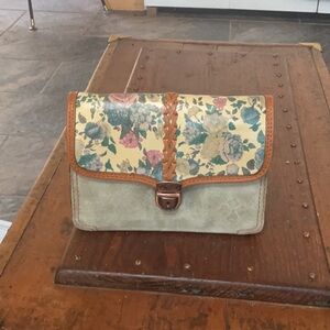 Patricia Nash Bianco Crossbody Organizer Bag in Denim Leather Vintage Fl…